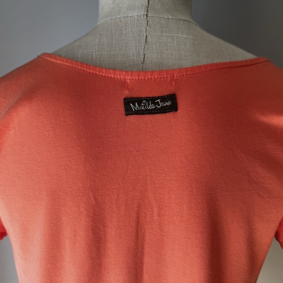 Matilda Jane Happy & Free Dream Puff Peplum Ruffle Peach Stretchy Tunic Top Sz M - Picture 6 of 7